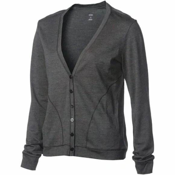 Icebreaker Bliss Superfine Light 200 Merino Wool Cardigan Sweater in Jet Gray - Picture 1 of 6